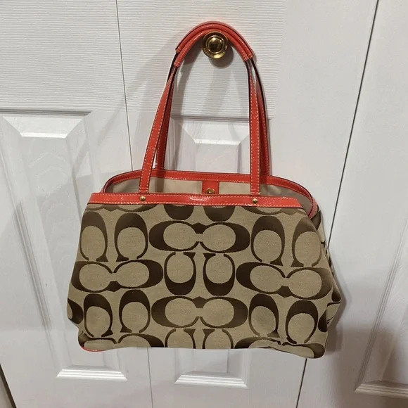 Red & Tan Coach Purse - Picture 8 of 15